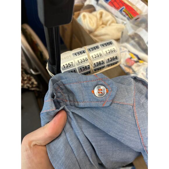 Vintage 80s LL Bean Work Shirt Womens Size 16 Blue Button Up Long Sleeve Utility - Picture 6 of 6